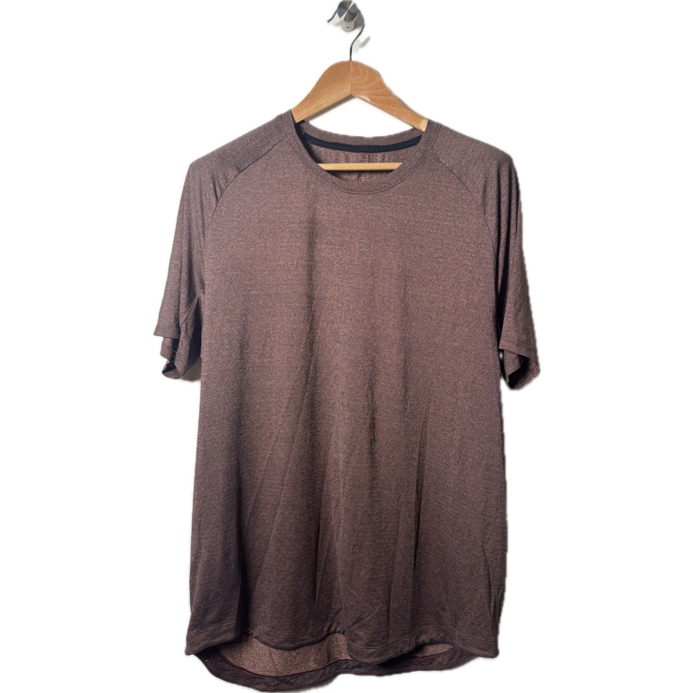 Lululemon Men's Short Sleeve Maroon Burgundy Workout Gym Top Shirt Sz L